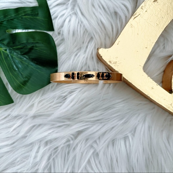Madewell Bangle Gold Color Black Jewels Slip On - Picture 2 of 8